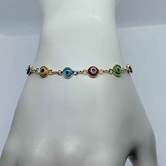 Brazilian 18k Gold filled Adjustable Evil Eye Bracelet - Picture 1 of 7